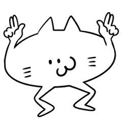 [LINEスタンプ] 一頭身にゃんこ