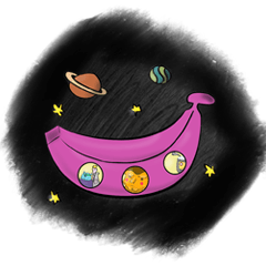 [LINEスタンプ] On Pinky banana Boat