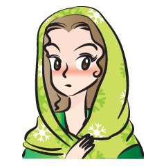 [LINEスタンプ] green scarf beauty