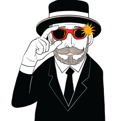 [LINEスタンプ] mr. mustache in black suit