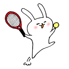 [LINEスタンプ] テニス大好き白うさぎの画像（メイン）