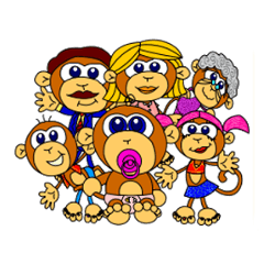 [LINEスタンプ] GenkiEnglish Baby Monkey Family