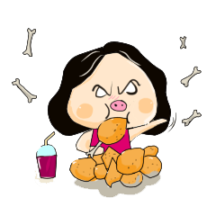 [LINEスタンプ] Gluttonous but Cute and Playful Girl