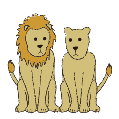 [LINEスタンプ] 真顔のライオン夫婦の画像（メイン）