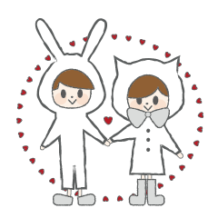 [LINEスタンプ] miss cat x mr rabbit