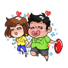 [LINEスタンプ] 若い男性と女の子