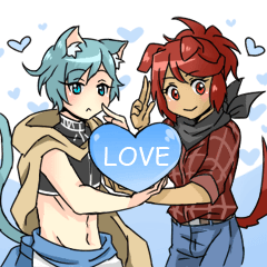[LINEスタンプ] cat Isold and dog Ira 