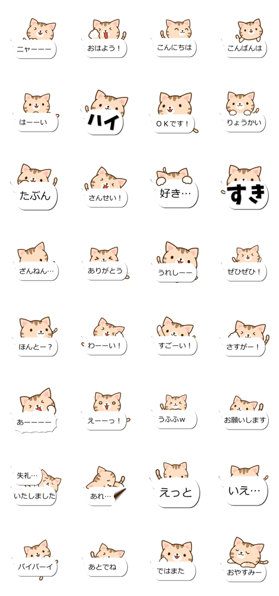 とらネコ【吹き出し編】のスタンプ詳細