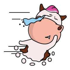 [LINEスタンプ] Super Cute and Mischievous Big Head Cow