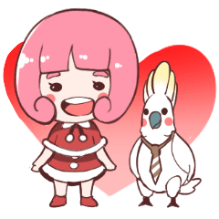 [LINEスタンプ] girl and parrot
