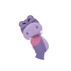 [LINEスタンプ] Hippo Slow Life 3D Ver.02