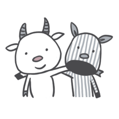 [LINEスタンプ] Goat and Zebra: Let's eat together ！