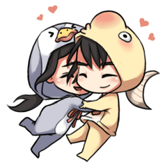 [LINEスタンプ] Goldfish and penguin