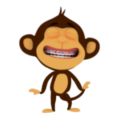 [LINEスタンプ] Awake Monkey Happy 3Dの画像（メイン）