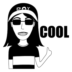 [LINEスタンプ] Long hair boy with glasses