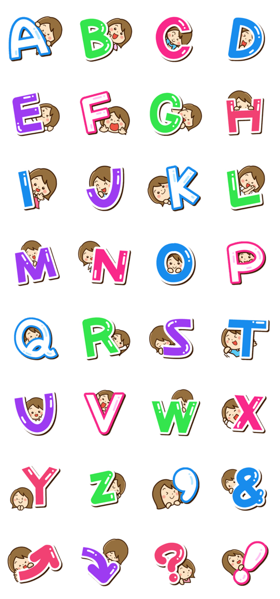 かわいいママスタンプ【アルファベット編】のスタンプ詳細