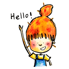 [LINEスタンプ] Orange Puffy Hair