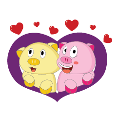 [LINEスタンプ] Plump Pink Couple In Love Animated