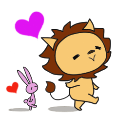 [LINEスタンプ] ライオンさんとウサギさん