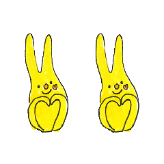 [LINEスタンプ] イェローウサギ（♡ハート付き)の画像（メイン）