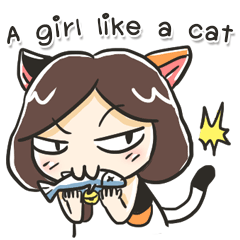 [LINEスタンプ] A girl like a cat