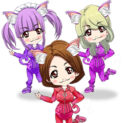 [LINEスタンプ] Harajuku cat ears leather suit girl ale