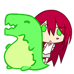 [LINEスタンプ] Chibi Diono and Little Red Hair Girl