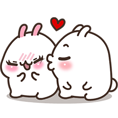 [LINEスタンプ] Cute Bunny Couple Ppoya ＆ PpoPpo Ver.1の画像（メイン）