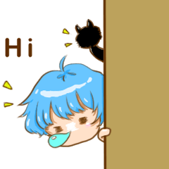 [LINEスタンプ] 青と黒の生活 - 動く