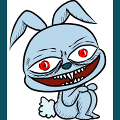 [LINEスタンプ] ！！！cynical super crazy blue rabbit！！！の画像（メイン）