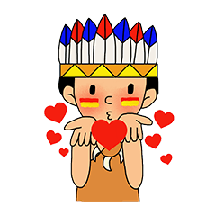 [LINEスタンプ] Bison-A Little Red Indian boy