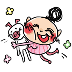 [LINEスタンプ] little aunt ＆ white piggy