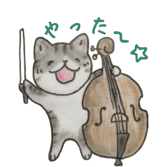 [LINEスタンプ] コントラバス弾きの子猫ちゃん