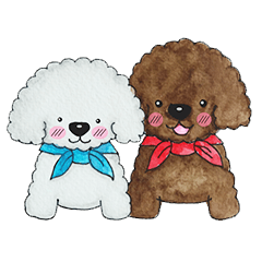 [LINEスタンプ] Pungkang and Dolla Happy Poodle Dogs