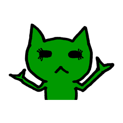 [LINEスタンプ] 緑色のネコっぽい生物