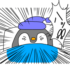 [LINEスタンプ] お布団に挟まれて身動きがとれないペンギン