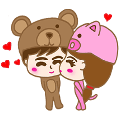 [LINEスタンプ] Pig Bear Love Loveの画像（メイン）