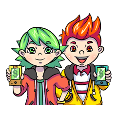 [LINEスタンプ] smart boy ＆ money girl