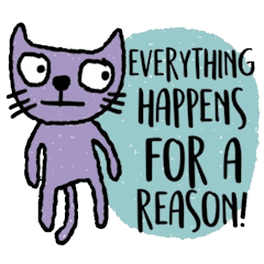 [LINEスタンプ] Happy Purple Cat in Aprilの画像（メイン）