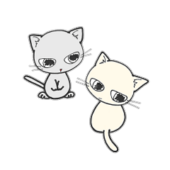 [LINEスタンプ] しろいにゃんとぐれいにゃん
