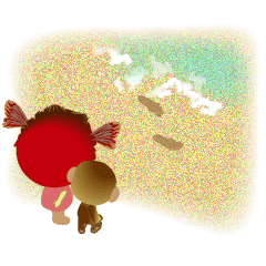 [LINEスタンプ] Little Apple and her orangutan friend