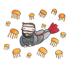 [LINEスタンプ] BamBearBear : Let's go Diving！