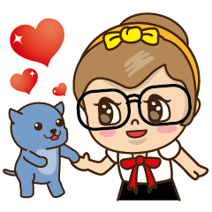 [LINEスタンプ] Girl and blue cat