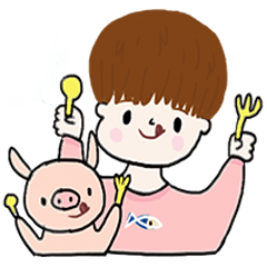 [LINEスタンプ] Piggy ＆ J ( ENG )