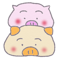 [LINEスタンプ] Two Pigs in Love